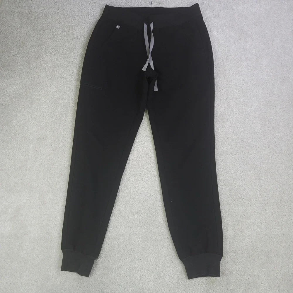 FIGS Zamora High Waisted Jogger Scrub Pants Black Women Small Technical